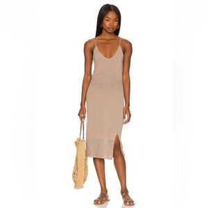Bobi Bodycon Midi Dress in Taupe